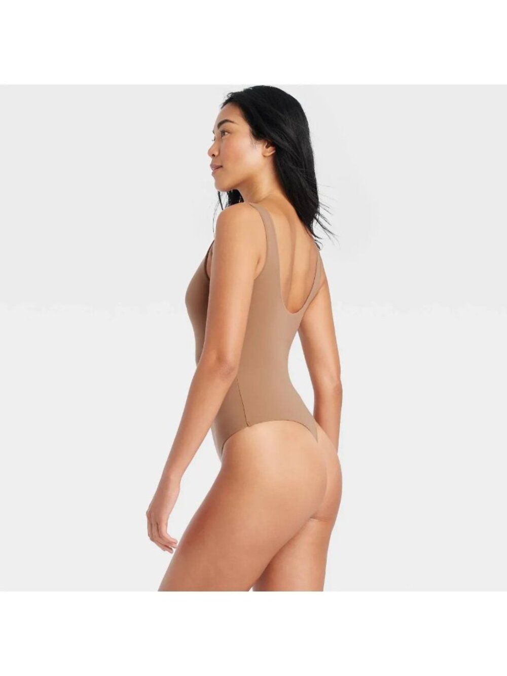 Auden size Large Brown Cotton Stretch Tank Bodysuit NEW